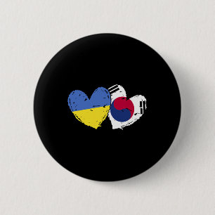 Ukraine South Korea Heart Flags Ukrainian Korean D 6 Cm Round Badge