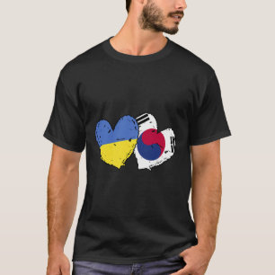 Ukraine South Korea Heart Flags Ukrainian Korean D T-Shirt