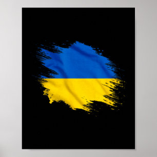 Ukraine Souvenir Gift Ukrainian Country Flag Brush Poster
