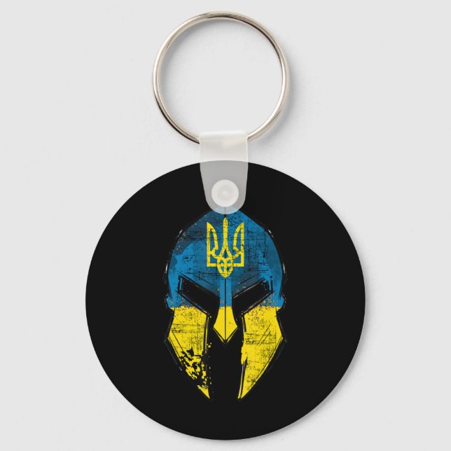 Ukraine  Sparta Helmet Ukraine Crest Flag Men Wome Key Ring (Front)