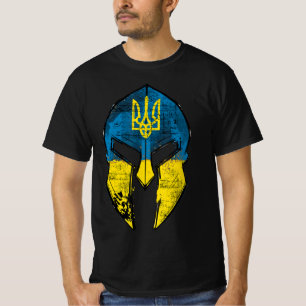 Ukraine  Sparta Helmet Ukraine Crest Flag Men Wome T-Shirt