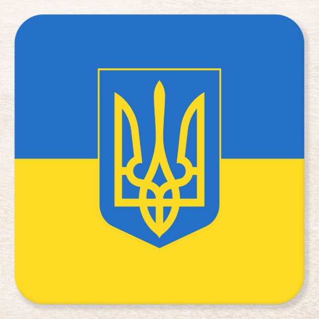 Ukraine Square Paper Coaster (Front)