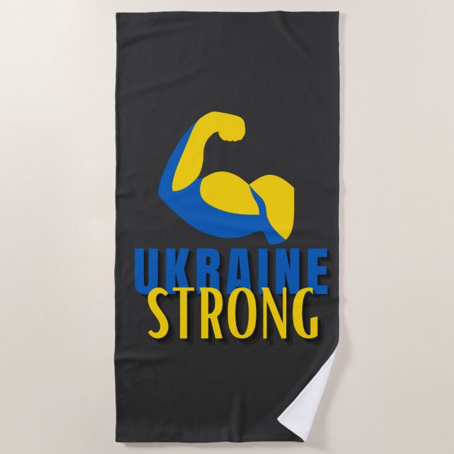 Ukraine Strong Muscle Flex  Beach Towel (Front)