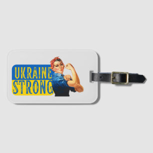 Ukraine Strong Rosie the Riveter Luggage Tag