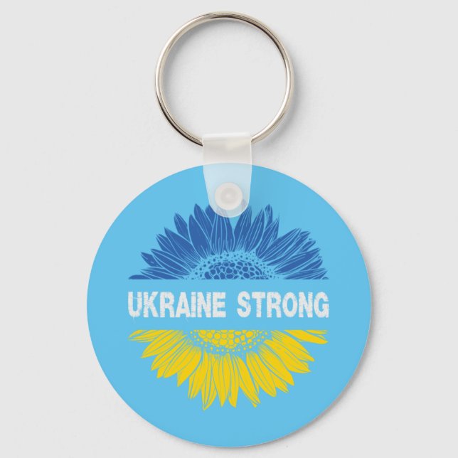 Ukraine Strong Sunflower Key Ring (Front)