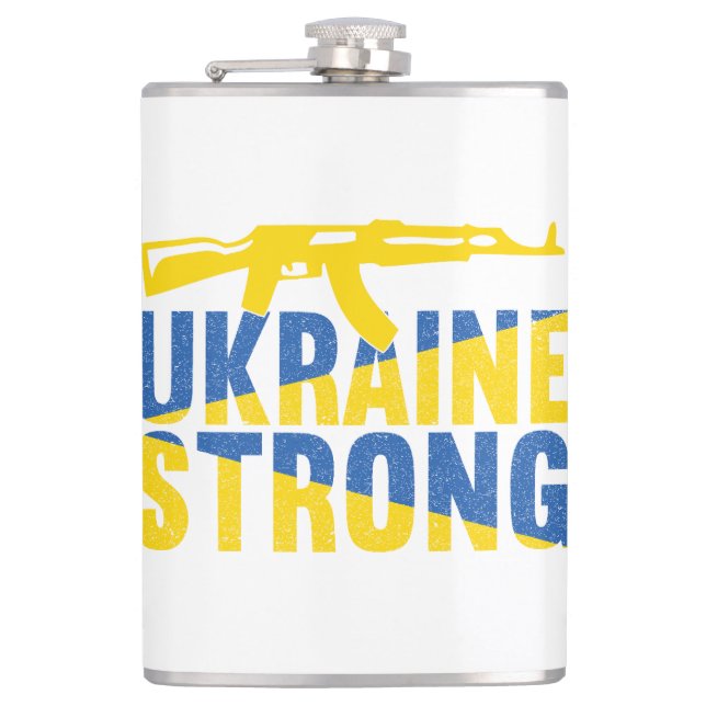 Ukraine Strong Support for Ukraine Hip Flask (Front)