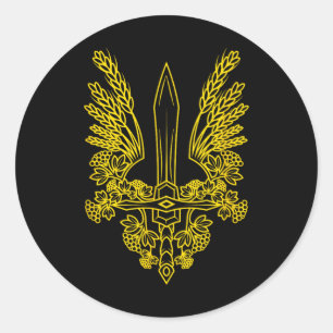 Ukraine Stylized Yellow Coat Of Arms - Ukrainian P Classic Round Sticker