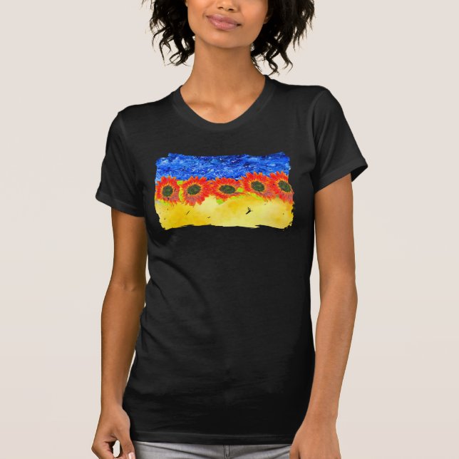 Ukraine Sunflower Blue Yellow Flag symbol T-Shirt (Front)