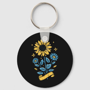 Ukraine Sunflower Blue Yellow Ukrainian Women Girl Key Ring