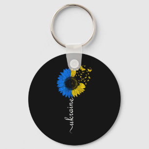 Ukraine Sunflower Flag Vintage Ukrainian Flag Ukra Key Ring
