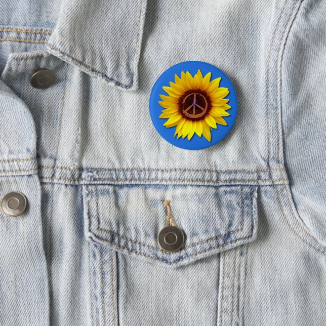 Ukraine Sunflower Peace Symbol Sign Anti-War  6 Cm Round Badge (In Situ)