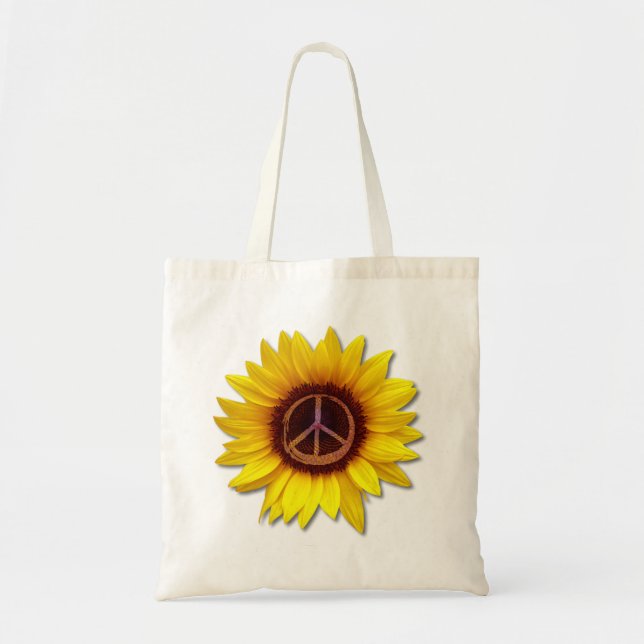 Ukraine Sunflower Peace Symbol Sign Anti-War Love  Tote Bag (Front)