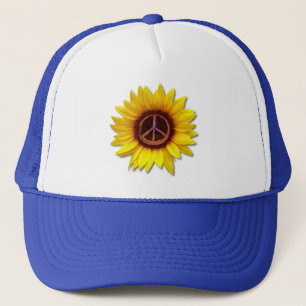 Ukraine Sunflower Peace Symbol Sign Anti-War       Trucker Hat
