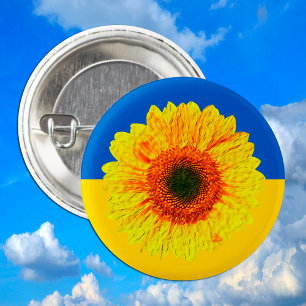 Ukraine Sunflower & Ukrainian Flag / Flower Button
