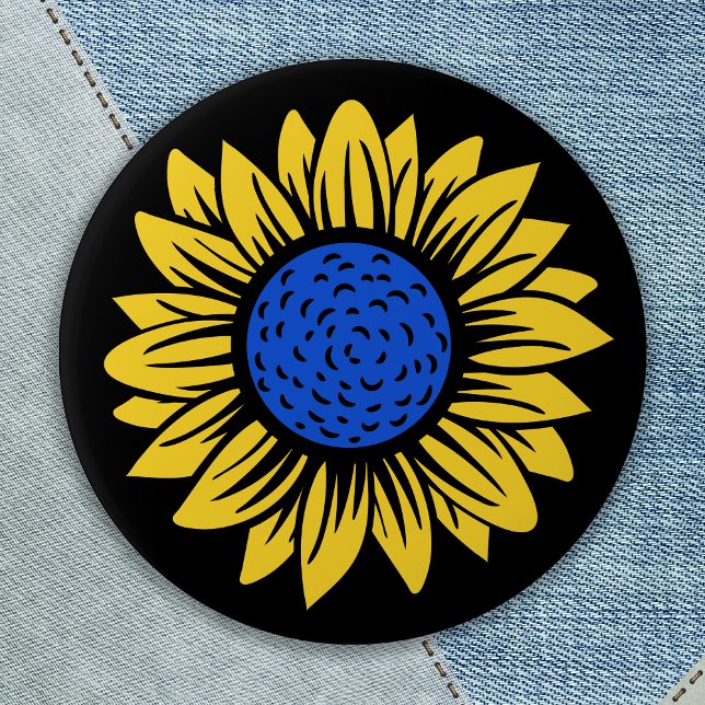 Ukraine Sunflower Ukrainian Solidarity 7.5 Cm Round Badge (Creator Uploaded)
