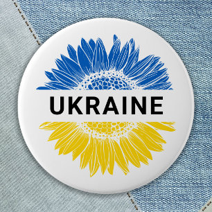 Ukraine Sunflower Ukrainian Support Solidarity  6 Cm Round Badge