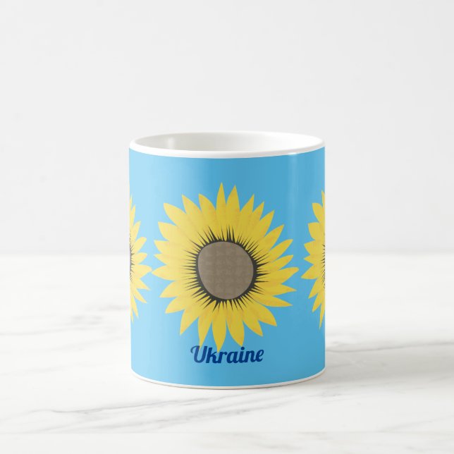 Ukraine sunflower yellow and blue floral pattern coffee mug (Center)