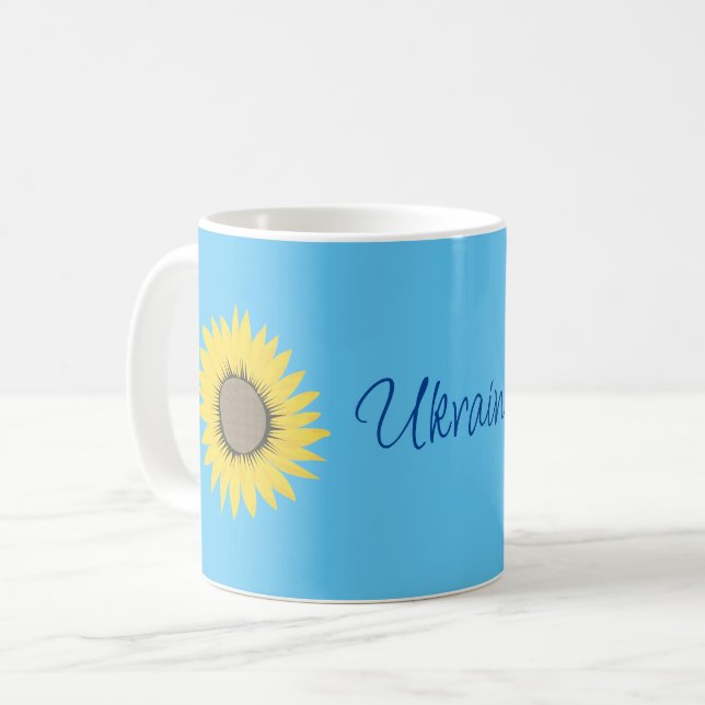 Ukraine Sunflower Yellow and Blue Patriotic Coffee Mug (Front Left)