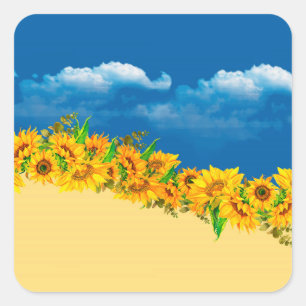 Ukraine Sunflowers for World Peace Square Sticker