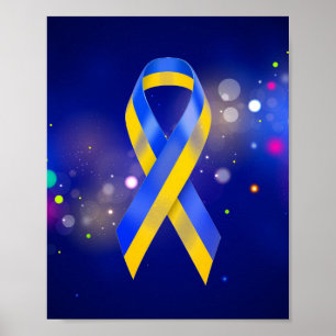 Ukraine support blue yellow awareness ribbon poster