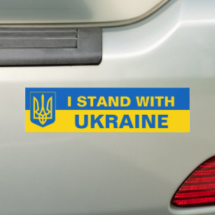 Ukraine Support Coat Of Arms Ukrainian Flag Bumper Sticker