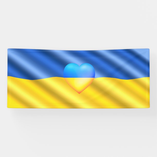 Ukraine - Support - Freedom Peace - Ukrainian Flag Banner (Horizontal)