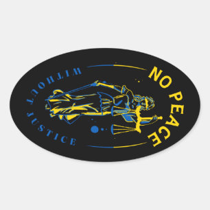 Ukraine Support - Lady Justice Oval Sticker