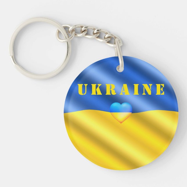 Ukraine - Support - Peace Freedom - Ukrainian Flag Key Ring (Front)