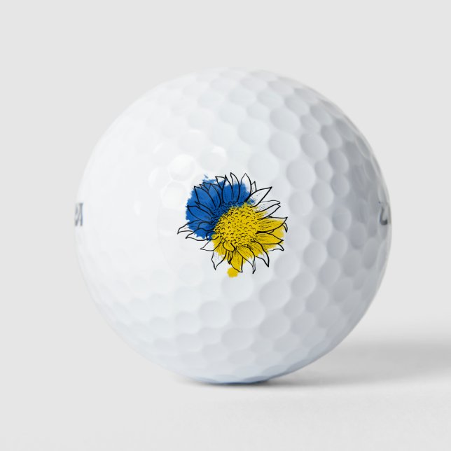 Ukraine Support Sunflower Golf Balls (Front)