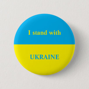 Ukraine support yellow blue flag 6 cm round badge