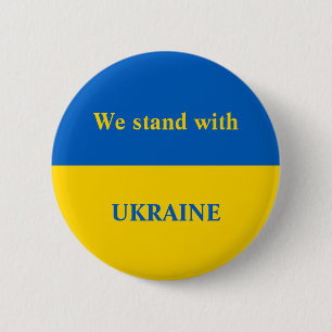 Ukraine support yellow blue flag 6 cm round badge