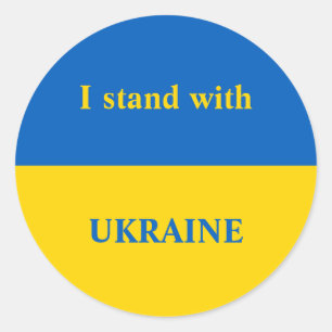 Ukraine support yellow blue flag  classic round sticker