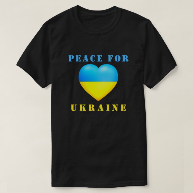 Ukraine T-Shirt Heart Ukrainian Flag Peace (Design Front)