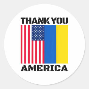 Ukraine Thank You America American Support Classic Round Sticker