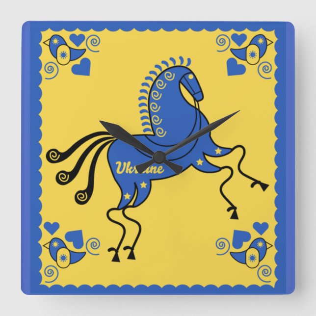 Ukraine Traditional Slavic Folk Art   Square Wall Clock (Front)