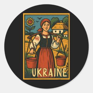 Ukraine Traveling Retro Comic Meet Me In Ukraine S Classic Round Sticker