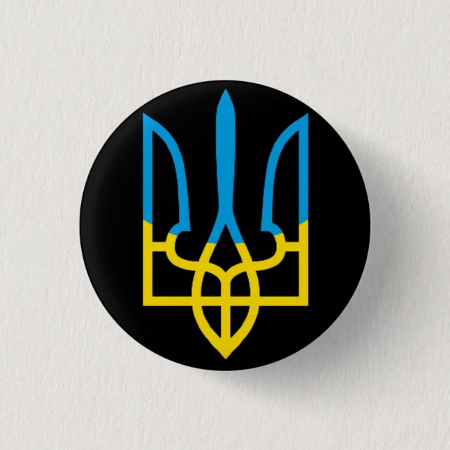 Ukraine Trident 3 Cm Round Badge (Front)