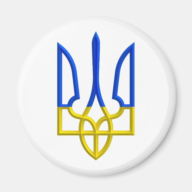 Ukraine Trident blue and yellow Magnet (Front)