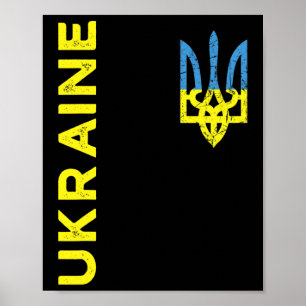 Ukraine Trident Coat Of Arms Emblem Ukrainian Flag Poster