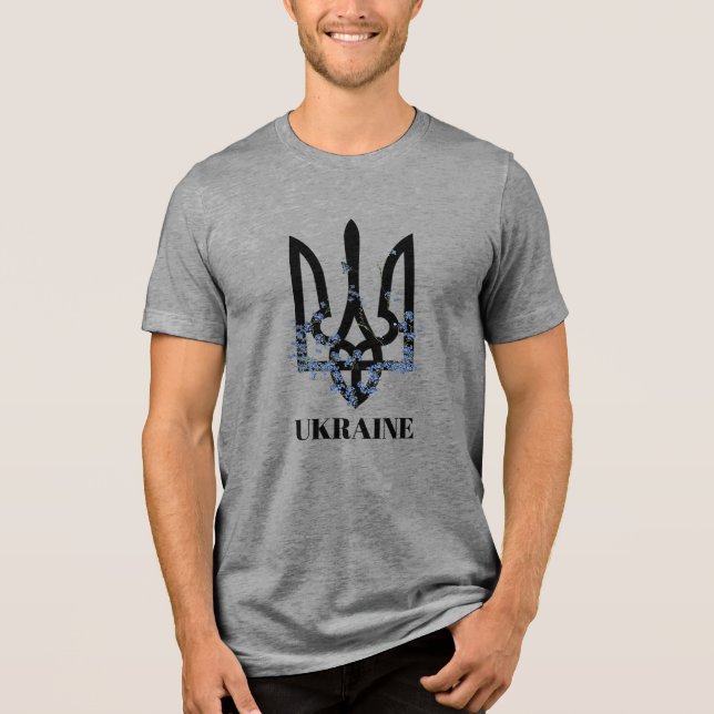 UKRAINE. Trident. Coat of Arms.  Tri-Blend Shirt (Front)