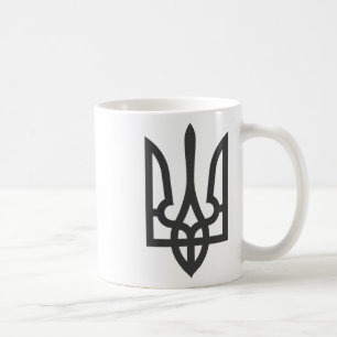 Ukraine Trident Flag Dark On Black Subtle Style  Coffee Mug