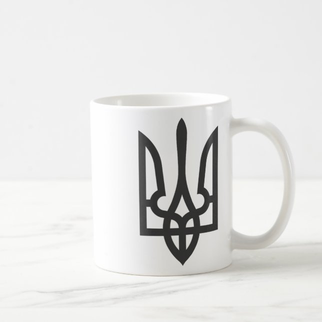 Ukraine Trident Flag Dark On Black Subtle Style  Coffee Mug (Right)