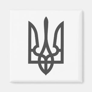 Ukraine Trident Flag Dark On Black Subtle Style  Magnet