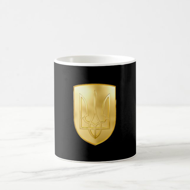 Ukraine Trident Gerfalcon Crest Gold Look Coffee Mug (Center)