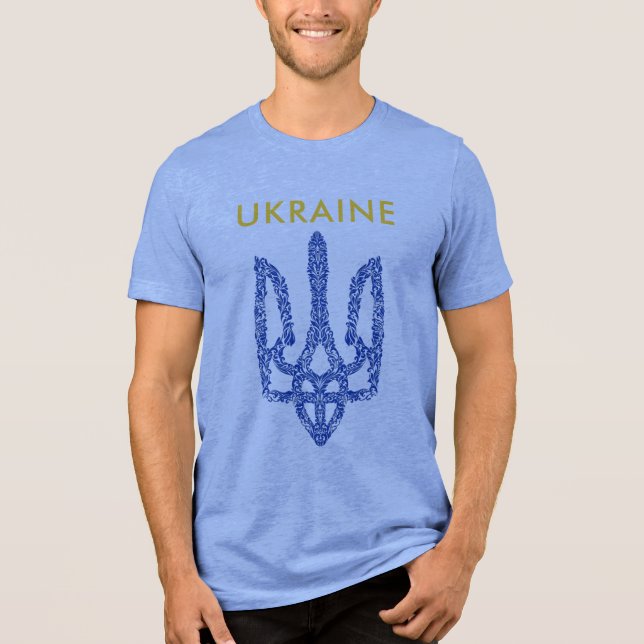 UKRAINE. Trident. Stand with Ukraine. T-Shirt Tri-Blend Shirt (Front)