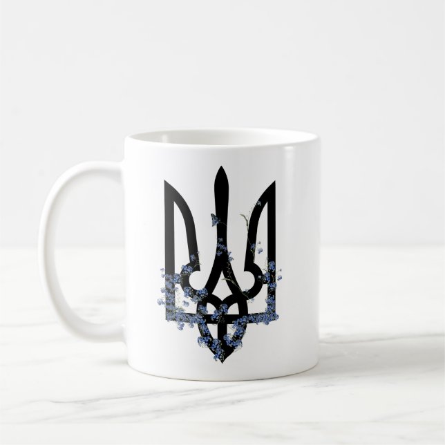 UKRAINE. Trident Trizub - coat of Arms of Ukraine. Coffee Mug (Left)