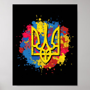 Ukraine Trident Tryzub Ukrainian Men Women Kids Poster