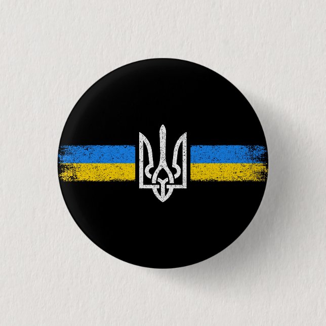 Ukraine Trident - Ukraine Flag Symbol 3 Cm Round Badge (Front)