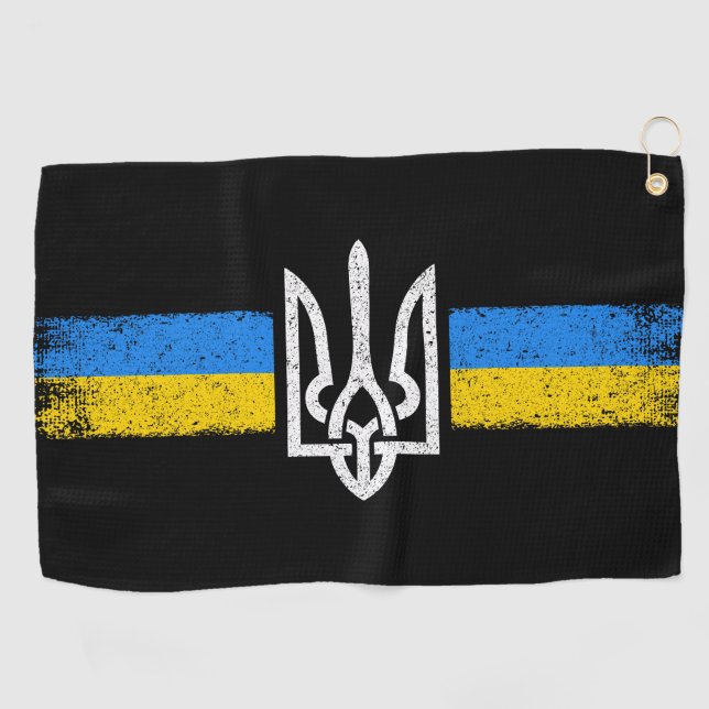 Ukraine Trident - Ukraine Flag Symbol Golf Towel (Horizontal)