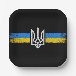 Ukraine Trident - Ukraine Flag Symbol Paper Plate